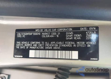 2015 Volvo S60 T5 Premier z USA, uszkodzony, nr VIN YV140MFBXF1306010